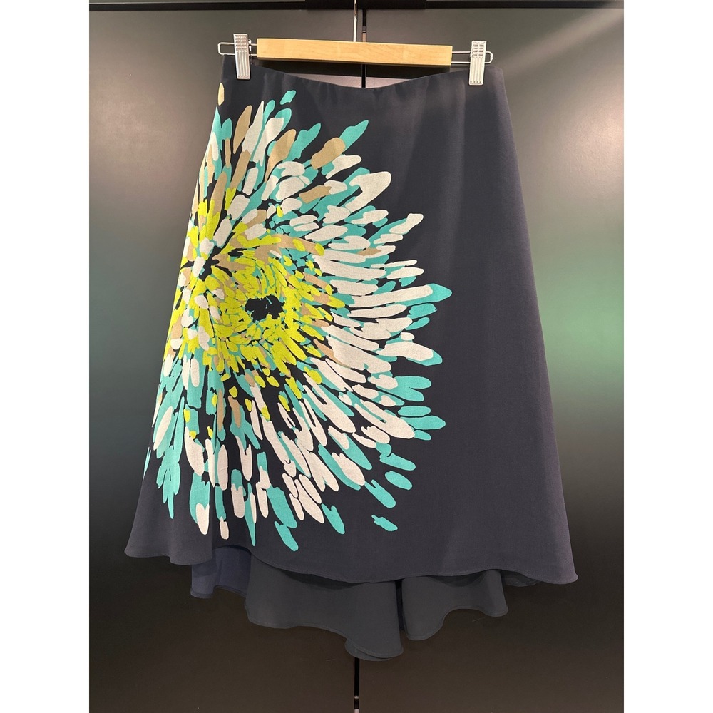 Ann Taylor Navy Floral High-Low Flared Skirt Size 4 NWT 13457150